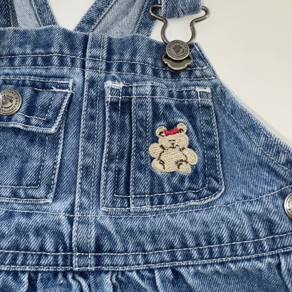 Vintage Denim Arizona Jumper 12 Mo Teddy Bear Buckle Light Blue Baby Toddler - Picture 2 of 8